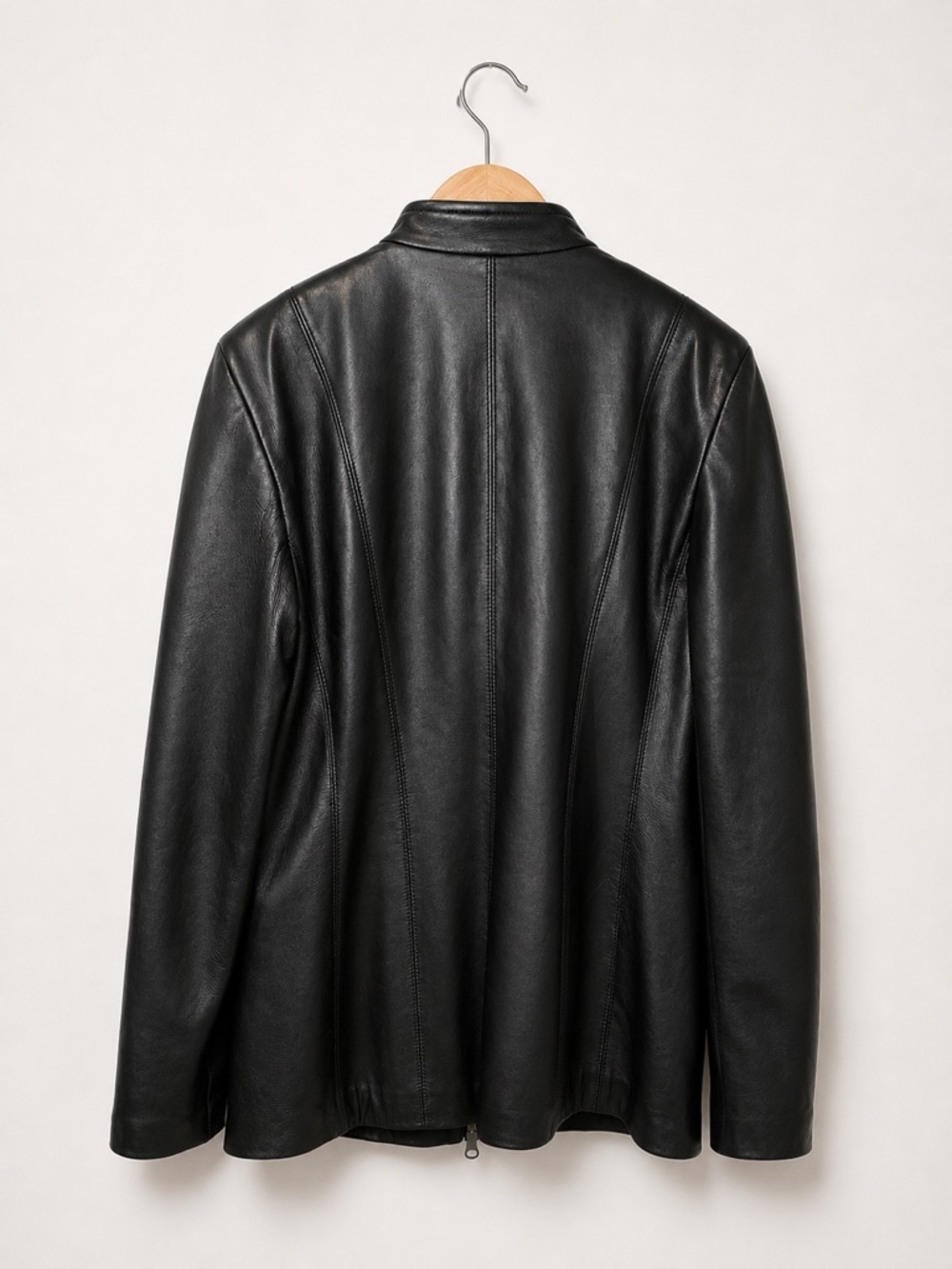 Vintage Danier Black Leather Jacket | Minimalist 90s Genuine Leather Coat - Picture 4 of 7